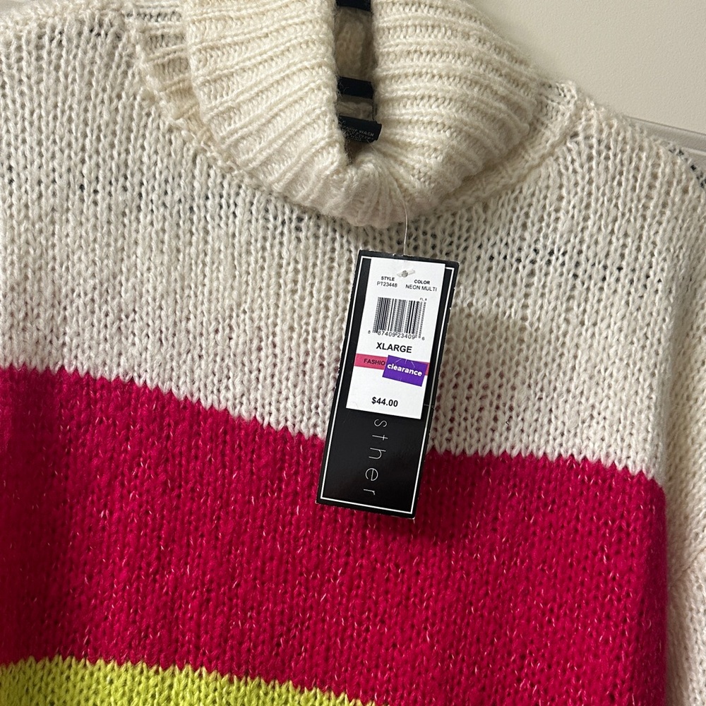 NWT Colorful Striped Women's Turtleneck style Sweater - Picture 5 of 5